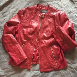 Red Leather Jacket with Stretch